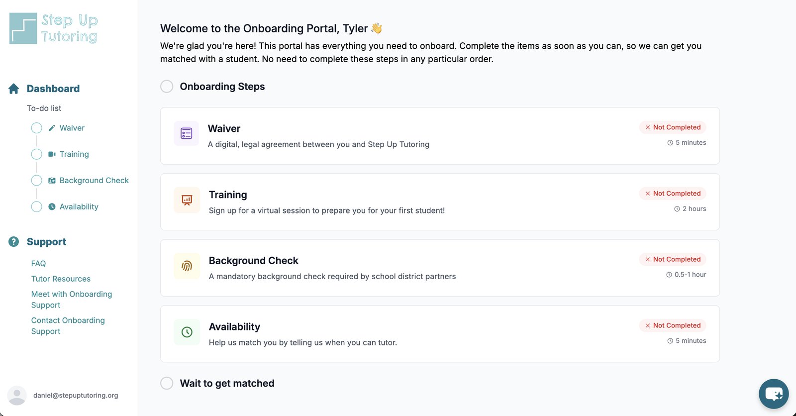 Step Up onboarding portal